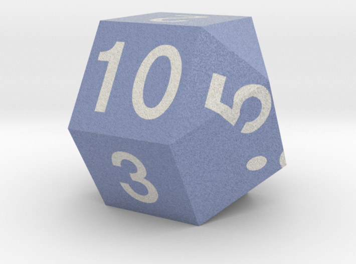 d10 modified from two square cupolae (Indigo) 3d printed
