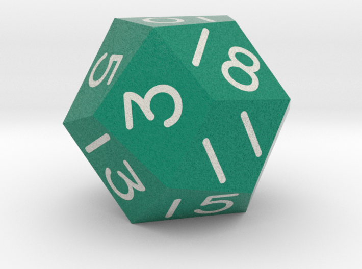 Threefold Polyhedral d18 (British Racing Green) 3d printed