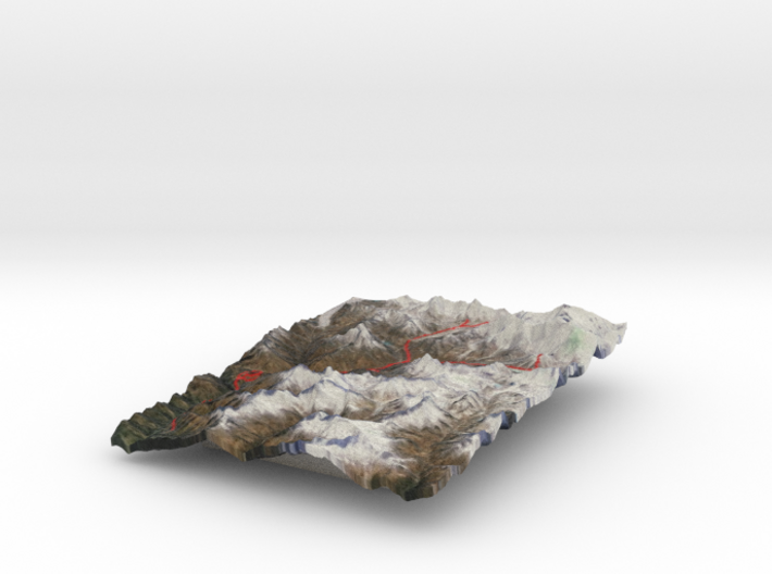 Mount Everest region, in color 3d printed