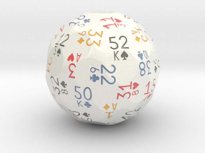d52 playing cards sphere dice (White, 4 colors) 3d printed