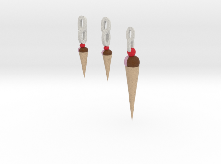 Ice Cream Pendant And Earrings 3d printed