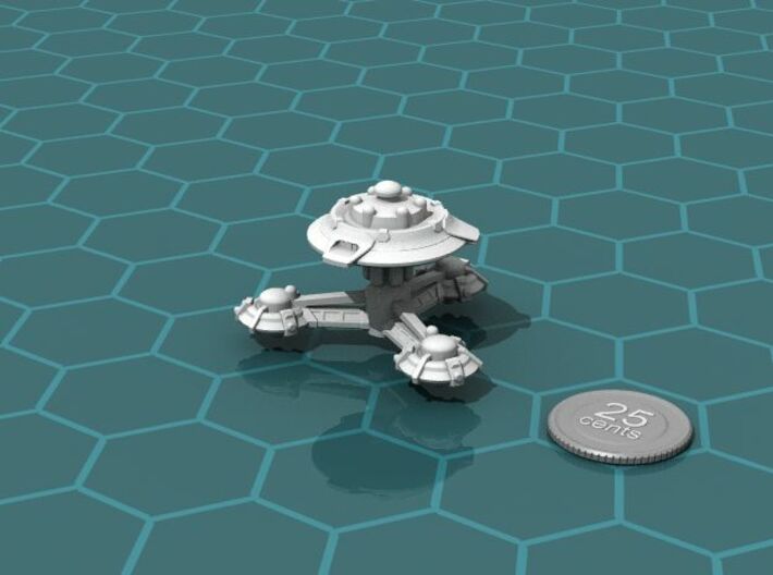 Research Station 3d printed Render of the model, with a virtual quarter for scale.