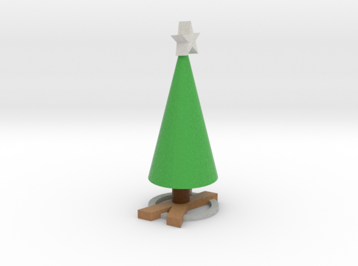 Realistic wood X Based Xmas Tree and star 3d printed