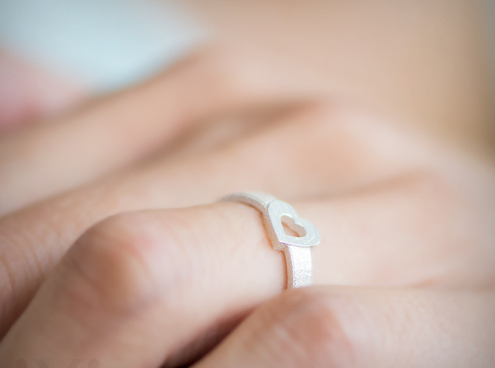 Simple Love Heart Ring - Size 5 3d printed 