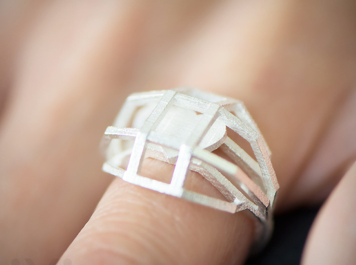 Geometry Caged Love Ring - My Heart Is In A Cage - 3d printed