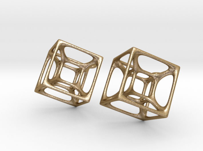 Hypercube Earrings 3d printed