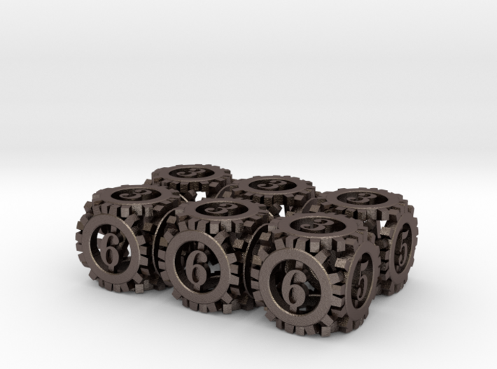 Steampunk Gear 6d6 Set 3d printed 