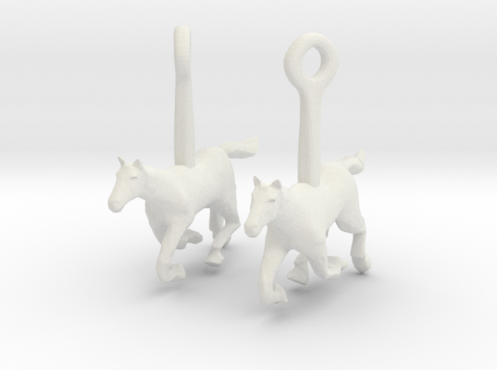 Horse (without Jockey) Earrings 3d printed