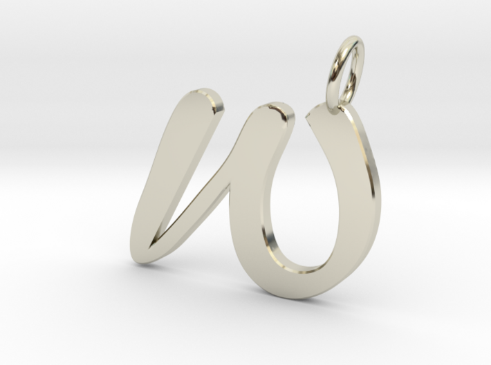 W Classic Script Initial Pendant 3d printed