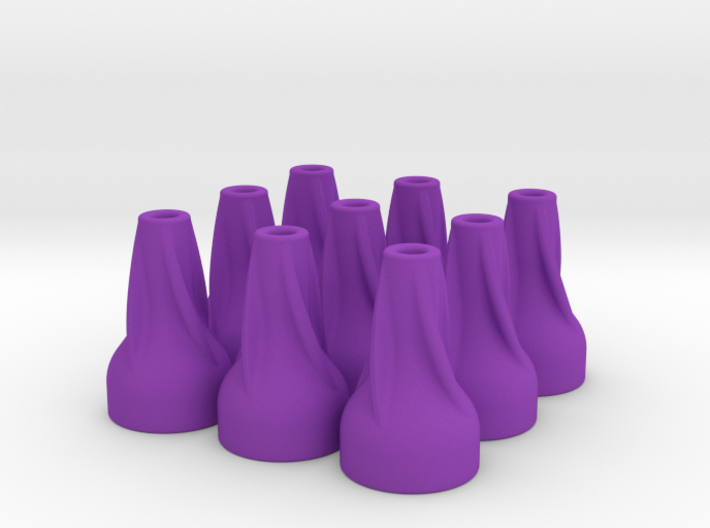 9X Spiral Finned Blowgun Dart Cones 3d printed