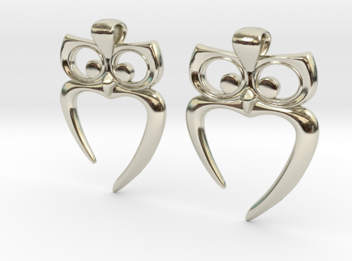 Owl Heart Earrings 3d printed