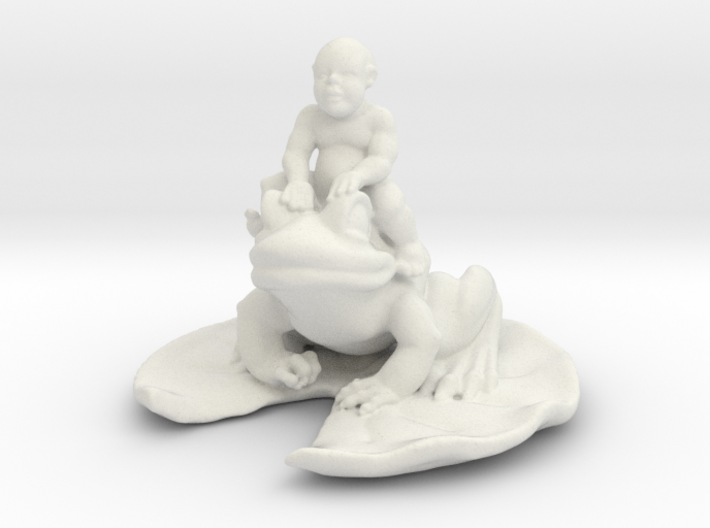 Putti On A Frog on a Pad 3 Inches tall 3d printed