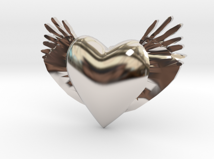 Joyful Heart With Wings Pendant 3d printed