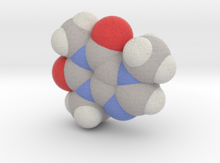 Caffeine molecule (x20,000,000, 1A = 2mm) 3d printed