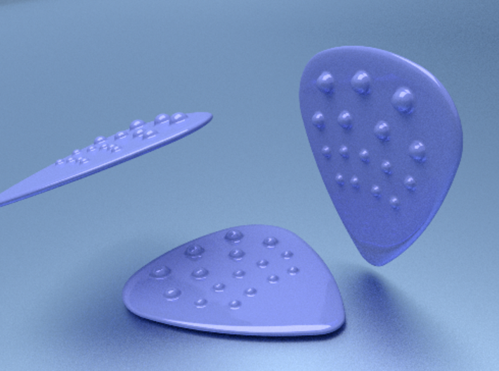Dimple Guitar Pick - 1 Sided 3d printed Standard size guitar pick with progressive dimples on one side.