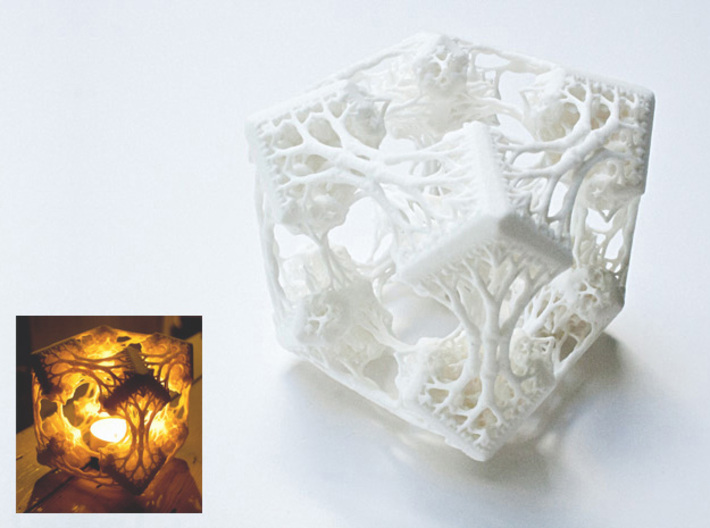 Cubic Woods - Fractal Sculpture &amp; Light Cave 3d printed With candle in the small image (be careful - needs a candle holder!)