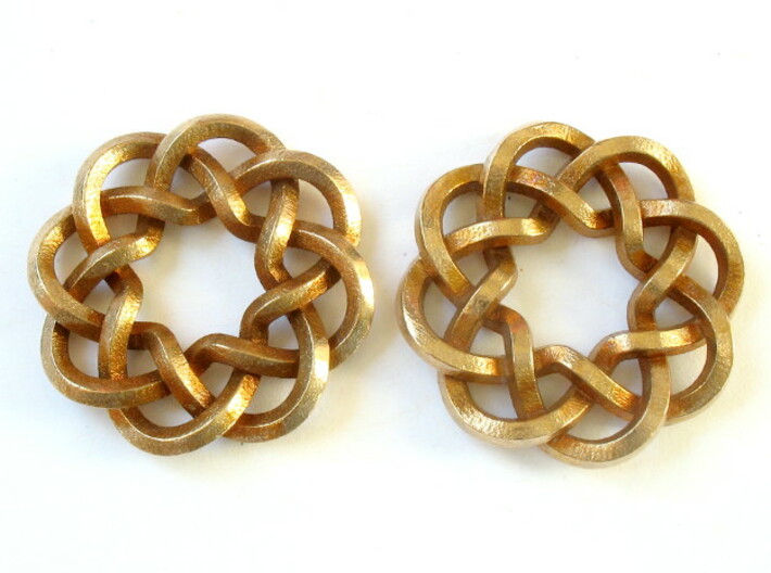 Woven Starburst Earrings - Small 3d printed Printed in raw bronze