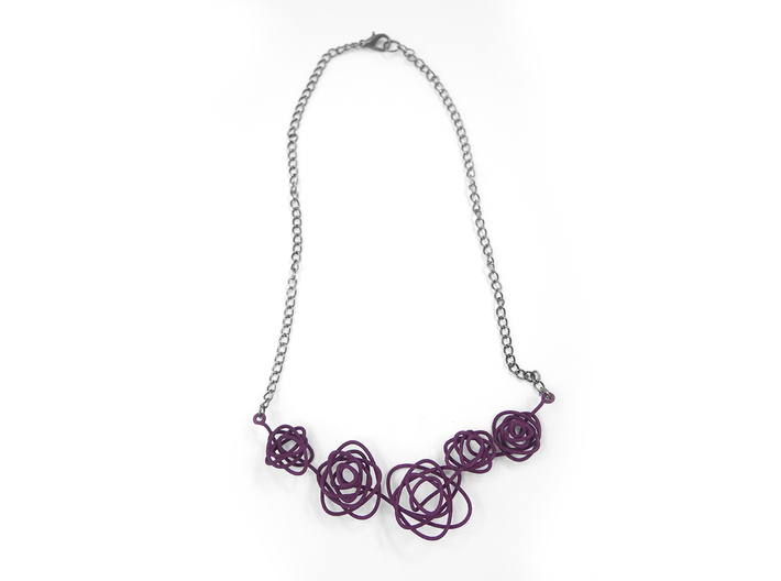 Sprouted Spiral Necklace 3d printed Eggplant (Custom Dyed Color)