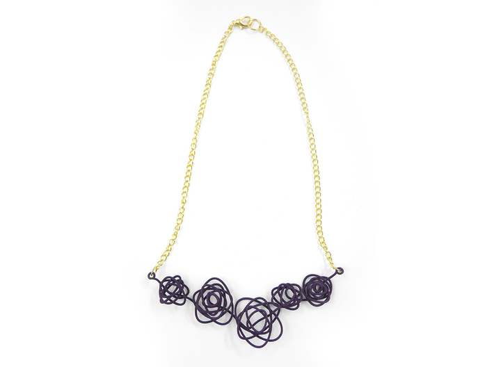 Sprouted Spiral Necklace 3d printed Midnight (Custom Dyed Color)
