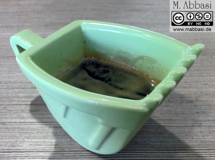 Excavator Bucket - Espresso Cup (Porcelain) 3d printed (old ceramic) The real one in green