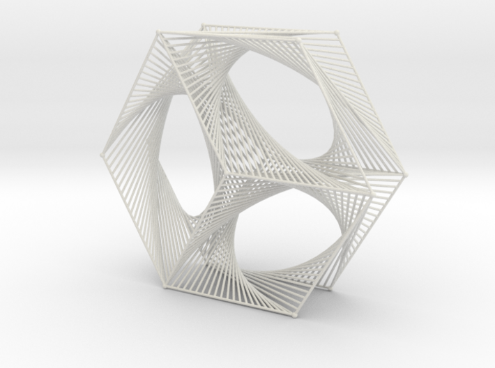 Hexagon Parabolic Curves Straight Lines 3d printed