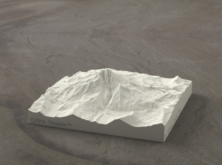 4'' Mt. Jefferson, Oregon, USA, Sandstone 3d printed Rendering of Mt. Jefferson model from the West side