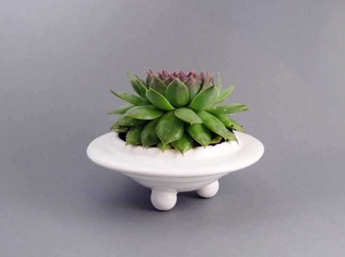 Planter - Porcelain UFO Succulent Planter  3d printed 
