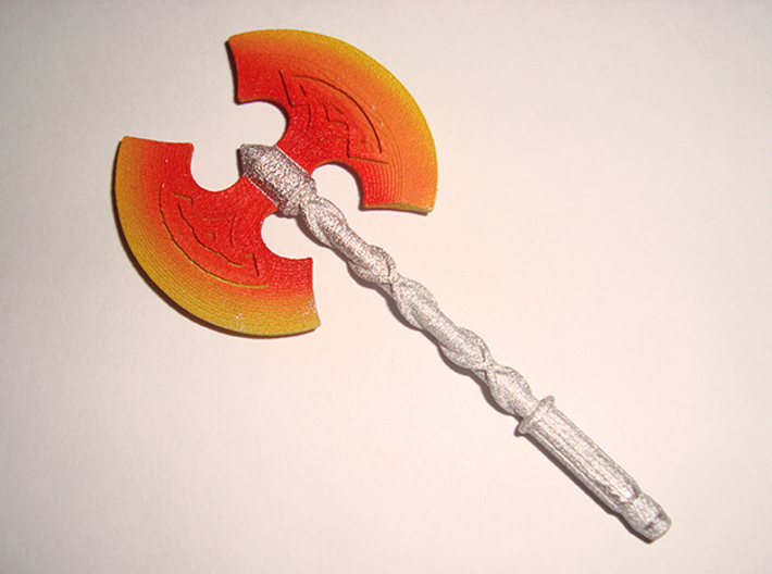 Action Figure Weapon: Greataxe (5mm peg) 3d printed Greataxe in strong &amp; flexible plastic (hand-painted)