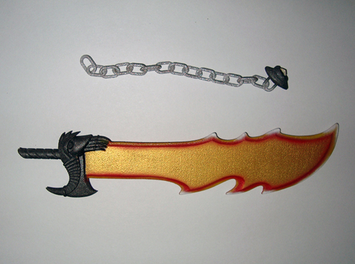 Action Figure Weapon: Jagged Sword 3d printed Jagged sword in strong &amp; flexible plastic (hand-painted)