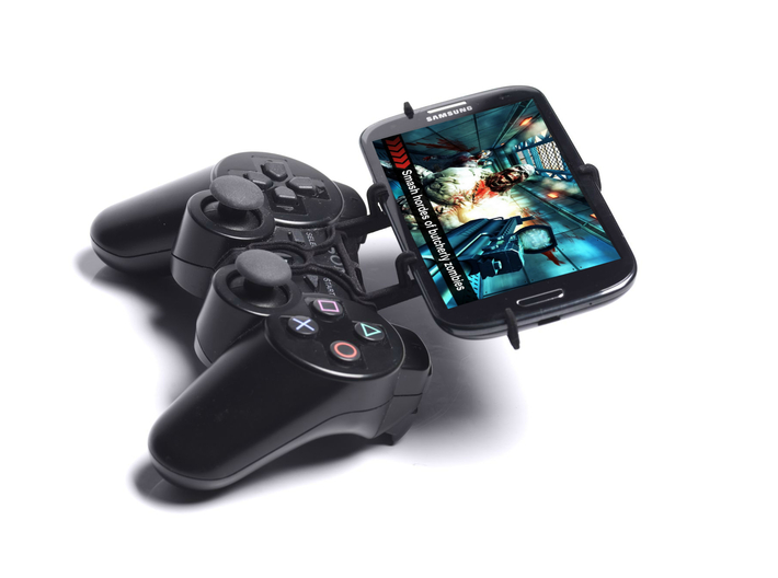 Controller mount for PS3 &amp; Apple iPhone 6 Plus 3d printed Side View - A Samsung Galaxy S3 and a black PS3 controller