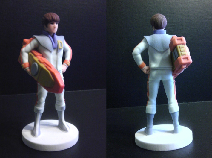 Daniel homage Space Boy 5.44inch Full Color Statue 3d printed Quarter and Back view of 5.44 inch Daniel statue printed in Full Color Sandstone