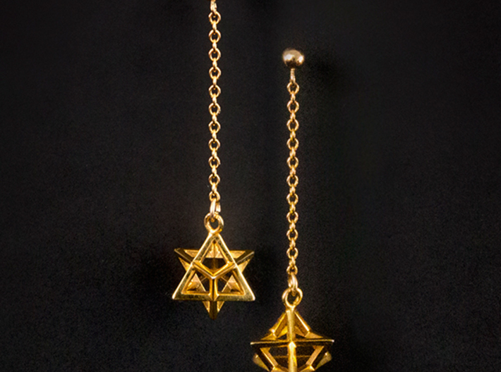 Star Tetrahedron earrings #Gold 3d printed 