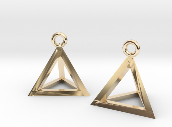 Tetrahedron earrings 3d printed