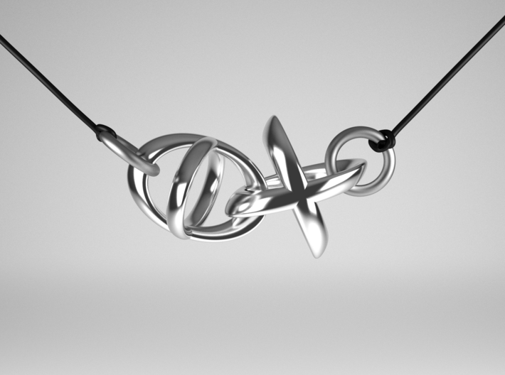 Hugs and Kisses Pendant - Part 2 3d printed Polished Silver