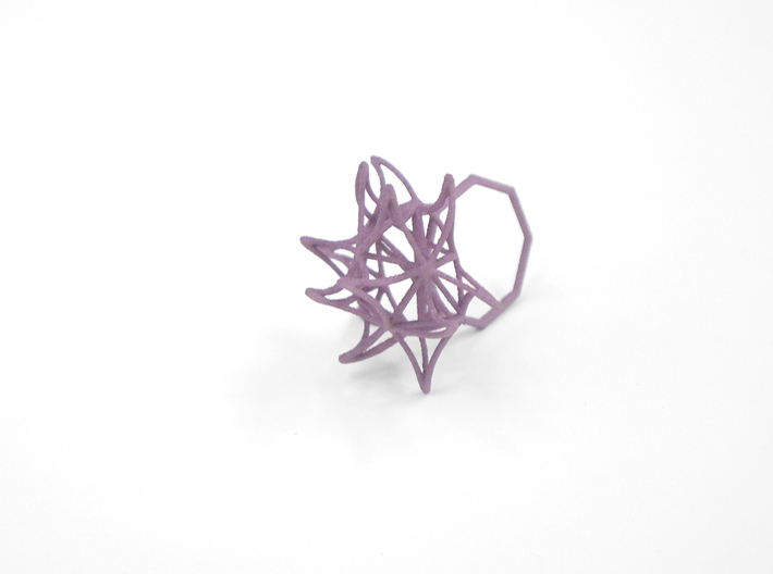 Aster Ring (Small) Size 9 3d printed Wisteria Nylon (Custom Dyed Color)