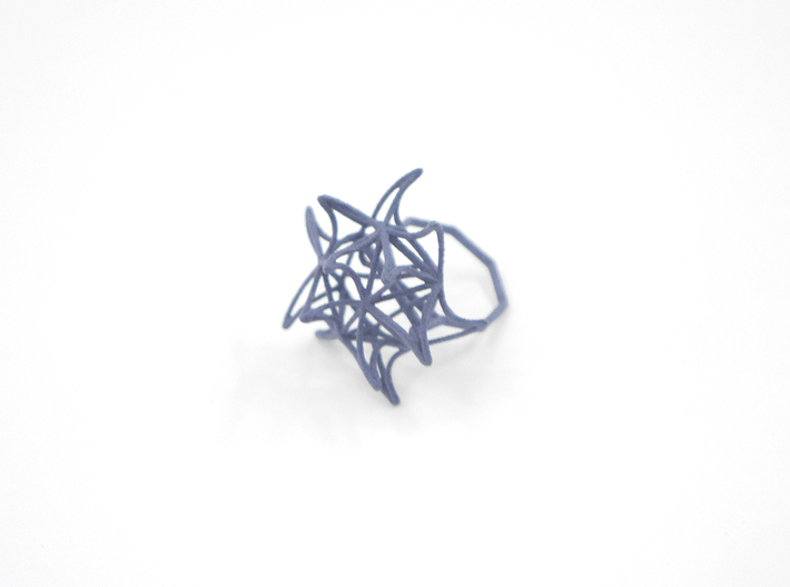 Aster Ring (Small) Size 7 3d printed Azurite Nylon (Custom Dyed Color)