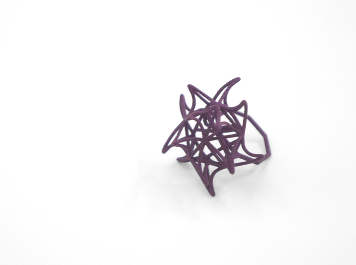 Aster Ring (Small) Size 7 3d printed Eggplant Nylon (Custom Dyed Color)