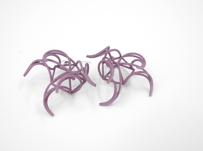 Aster Earrings 3d printed Wisteria Nylon (Custom Dyed Color)