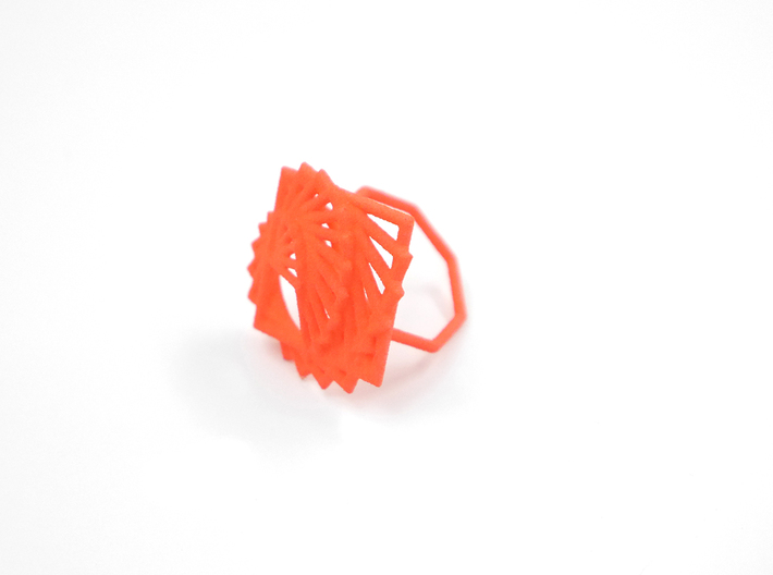 Arithmetic Ring (US Size 8) 3d printed Coral Nylon (Custom Dyed Color)