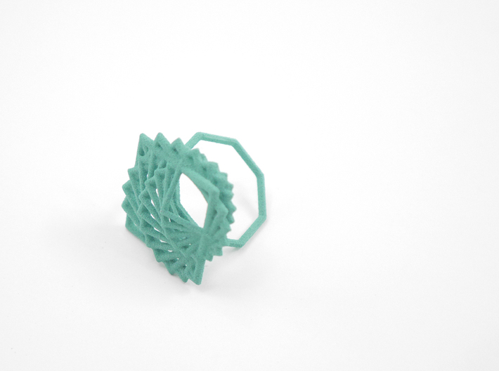 Arithmetic Ring (US Size 8) 3d printed Teal Nylon (Custom Dyed Color)