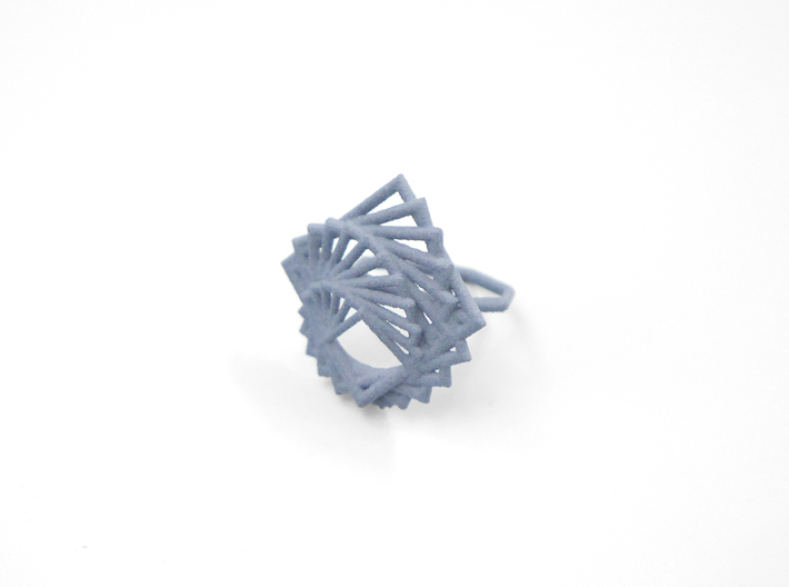Arithmetic Ring (Size 6) 3d printed Azurite Nylon (Custom Dyed Color)