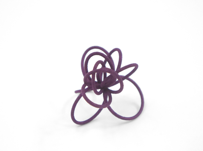 Flora Ring B (Size 9) 3d printed Eggplant Nylon (Custom Dyed Color)