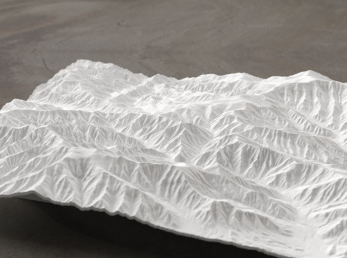 8'' Great Smoky Mountains, TN/NC, USA 3d printed Rendering of model from the North, Mt Le Conte is in the foreground