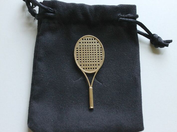 Tennis Raquet - 1:14 3d printed Tennis Racquet - Brass