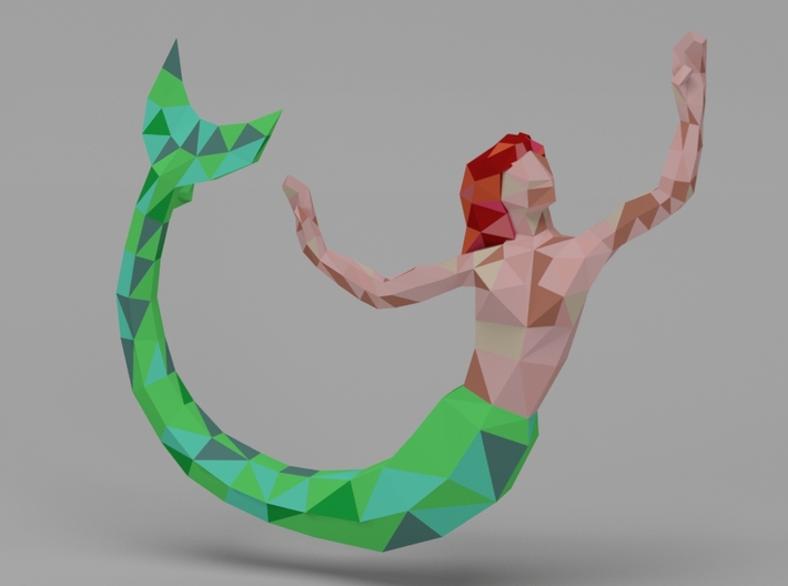 Low Poly Mermaid Pendant 3d printed