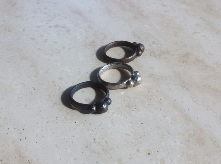 GeoJewel Ring UK Size Q US Size 8 3d printed Polished Grey Steel-Polished Nickel Steel-Matte Bronze Steel