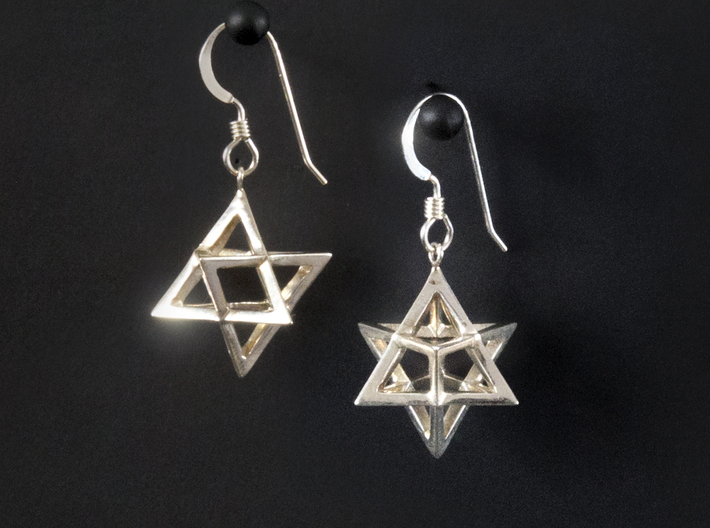 Star Tetrahedron earrings #Silver 3d printed