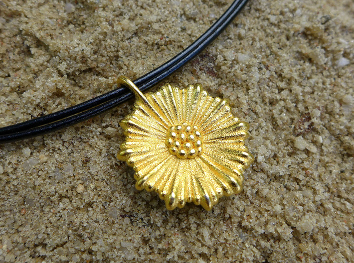 Coral Leptocyathus Pendant - Nature Jewelry 3d printed Leptocyathus pendant in polished gold steel