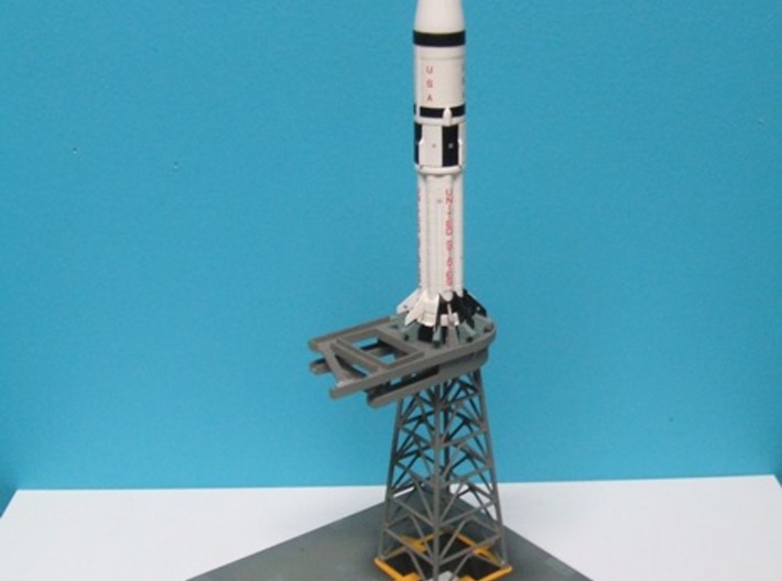 1/400 NASA LUT levels 0-2 (Launch Umbilical Tower) 3d printed The Saturn 1B on it's painted MLP/Milkstool, also awaiting the LUT.