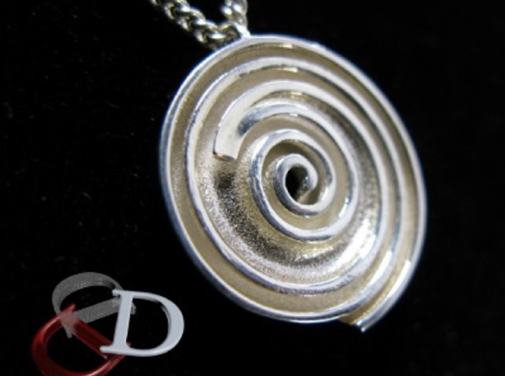 InFin Nautilus: Pendant - Petite 3d printed Actual product image shown in polished silver. Chain not included.